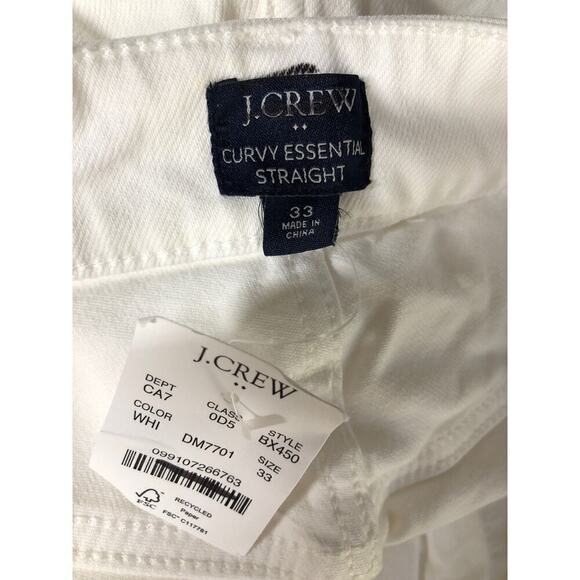 J. Crew Curvy Essential Jeans Straight Leg All Day Stretch White NWT Size 33 - Picture 7 of 11